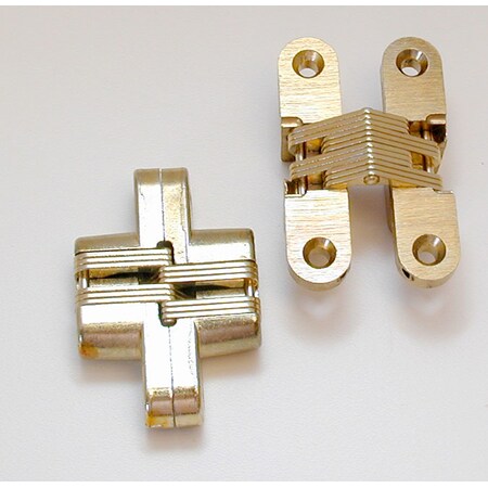 Invisible Hinge 3 3/4 In. Medium Duty Sold As Each Satin Brass 180 Degrees